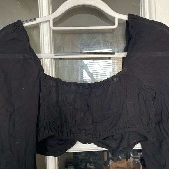 ASOS women’s black bell long sleeve beach crop top bikini cover up size 6 - Picture 3 of 9